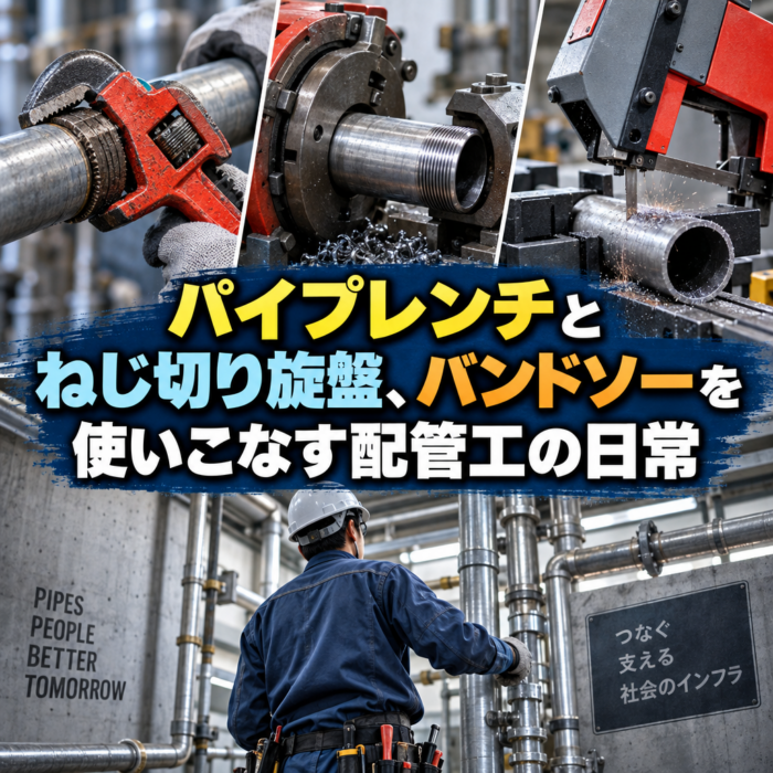 パイプレンチとねじ切り旋盤、バンドソーを使いこなす配管工の日常